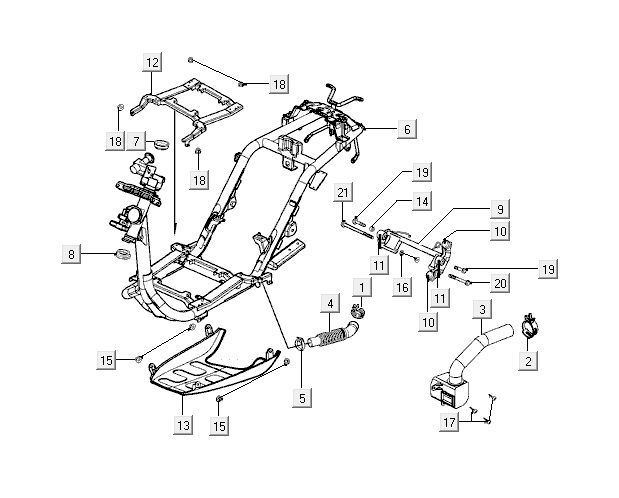 Ramka części Kymco Vitality 2t ac strumień sportowy