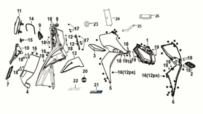Front cover - inner box Sym Jet 14 125I AC E5 2021-2024 RICH GRAY (GY-430C)
