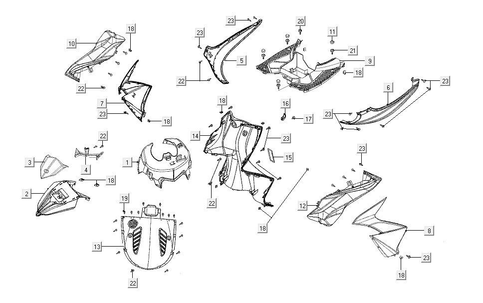 Front cover front fender Kymco Super8 R E5 MAT ZWART
