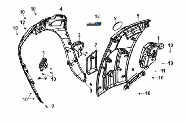 Front cover Sym Fiddle IV 125i AC CBS E5 2020-2021 GREEN (GN-546U)