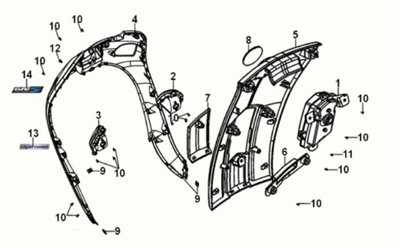 Front cover Sym Fiddle IV 125i LC ABS E5 2020-2021 GRAY (GY-430C)