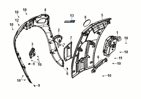 Obudowa przednia Sym Fiddle IV 50 E5 Czarna (BK-007U)