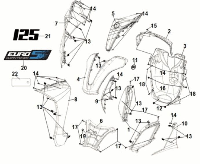 Front Cover Sym Symphony ST 125i LC E5 Grey (GY-010U)