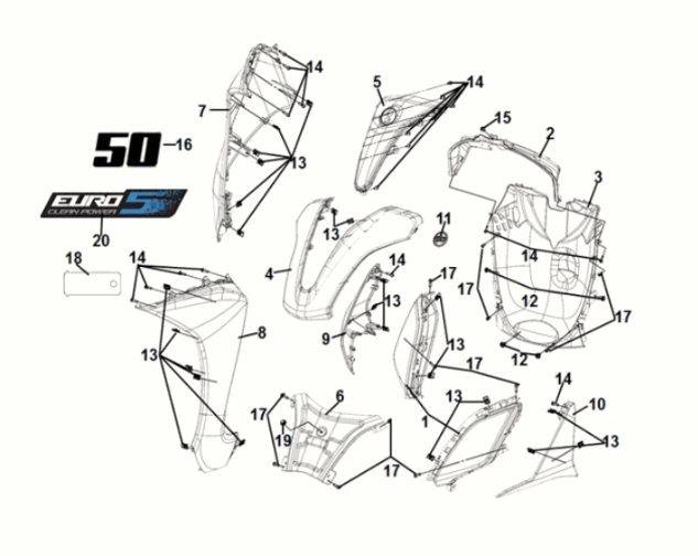 Obudowa przednia Sym Symphony ST 50 E5 Szary/Czerwony (GY-430C) (Czerwony fotel)