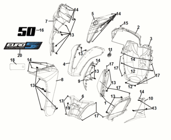 Obudowa przednia Sym Symphony ST 50 E5 Biała (WH-8028P)