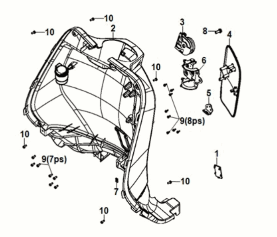 Front inner cover Sym Fiddle IV 125i AC CBS E5 2020-2021 WHITE (WH-8018P)