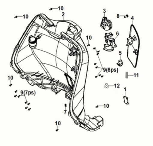 Front inner cover Sym Fiddle IV 125i LC ABS E5 2020-2021 GRAY (GY-430C)