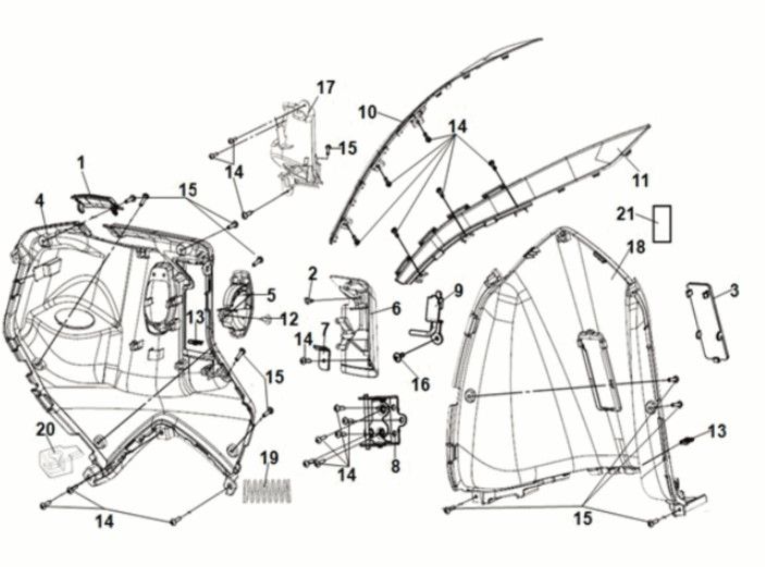 Front Inner Cover Sym Symphony ST 125i LC E5 Grey (GY-010U)
