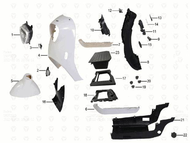 Części przednie/podnóżek Yadea M6L