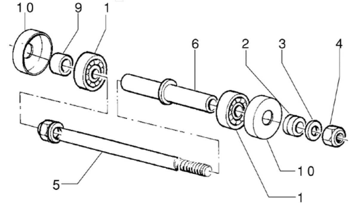 Części koła przedniego - (wersja z hamulcami tarczowymi) Piaggio Zip RST