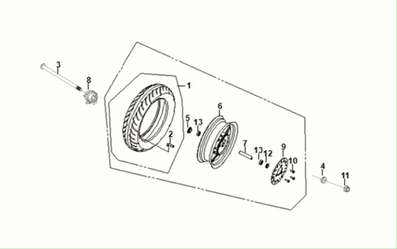 Koło przednie - Oś koła przedniego - Tarcza hamulcowa Sym Fiddle ll Euro 5