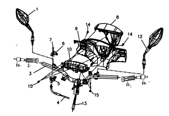 Przewód przepustnicy/pokrywa blatu Sym Symphony ST 200I Niebieski/Czarny/Srebrny