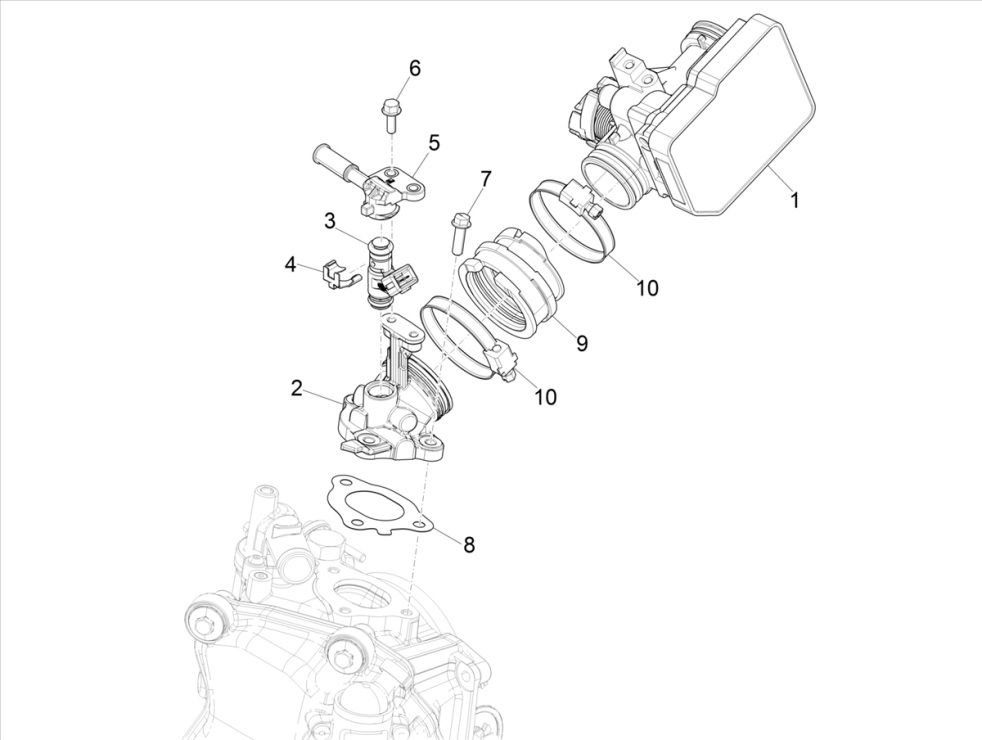 Korpus przepustnicy Vespa GTS 300 HPE 4T 4V IE ABS E4 2019 (EMEA)