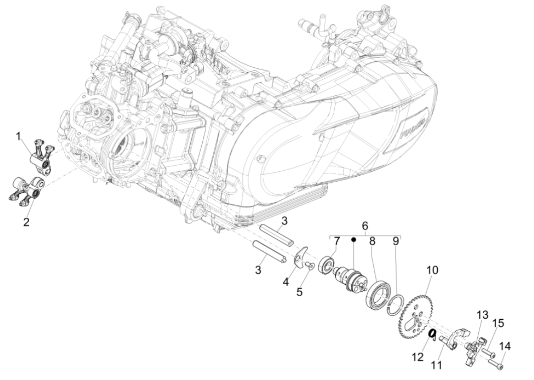 Wspornik wyważania grup Vespa GTS 125 4T E4 ABS 2019 (EMEA)