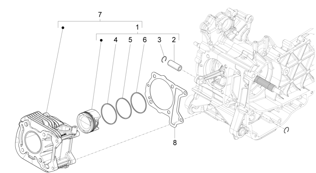 Grupa Cylinder Tłok Sworzeń Vespa Sprint 125 4T 3V IE ABS
