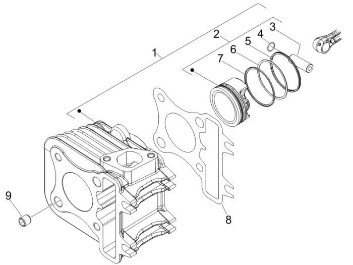 Cylinder Piaggio New Fly 4-suwowy 2-zawór