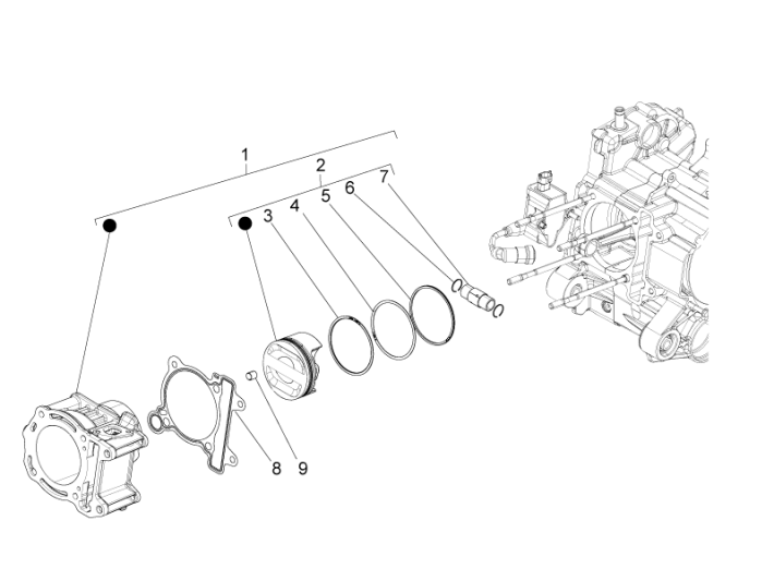 Grupa sworzeń tłoka cylindra Piaggio Beverly 350 E3 Sport Touring 2013-2014