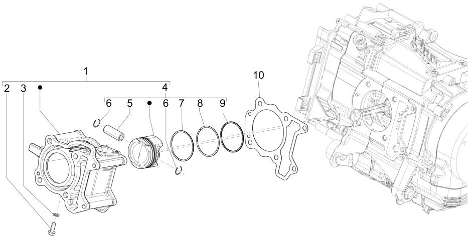 Piaggio Medley 150 4T IE ABS E4 2016-2020 (EMEA) grupa sworzni tłoka cylindra