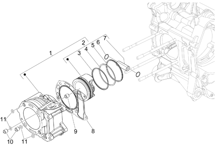 Grupa cylinder-tłok sworzeń Piaggio MP3 300LT Sport 2009-2014
