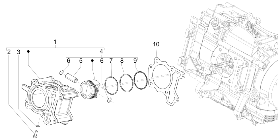 Grupa sworzni tłoka cylindra Vespa GTS 125 4T E5 ABS 2021 (EMEA)
