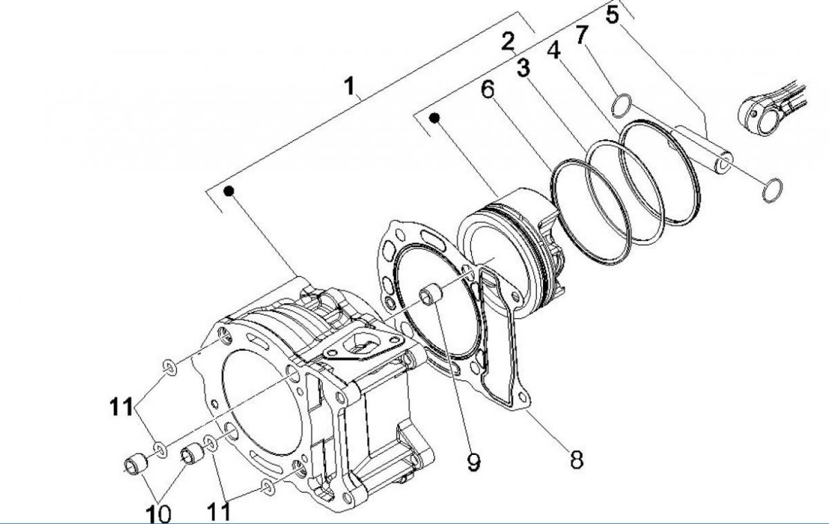 Grupa sworznia tłoka cylindra Vespa GTV 250 4T 4V IE