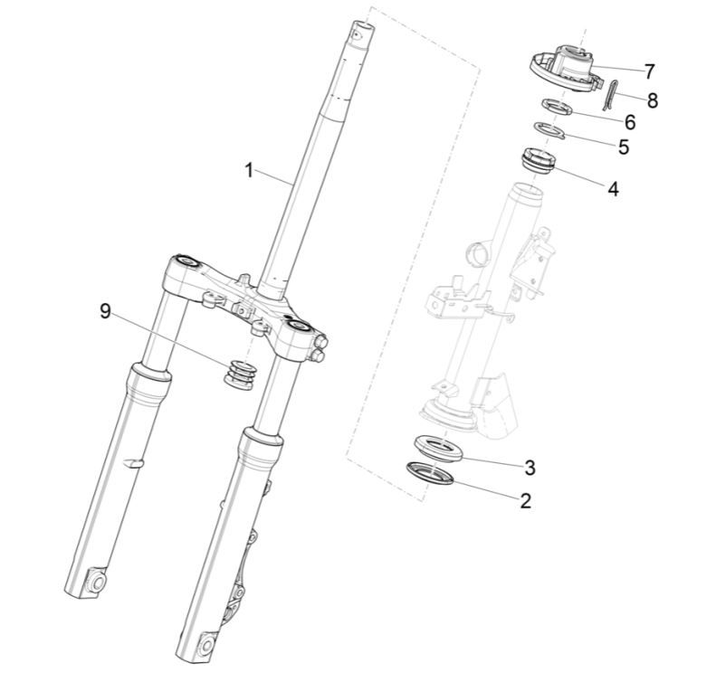 Grupa łożysk kierowniczych Piaggio Medley 125 ABS E5 2021-2022 (EMEA)