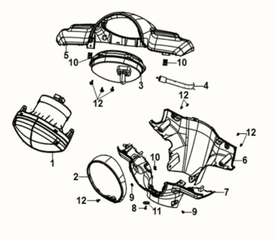 Handle cover - head light Sym Fiddle IV 125i LC ABS E5 2020-2021 GRAY (GY-7547UL)