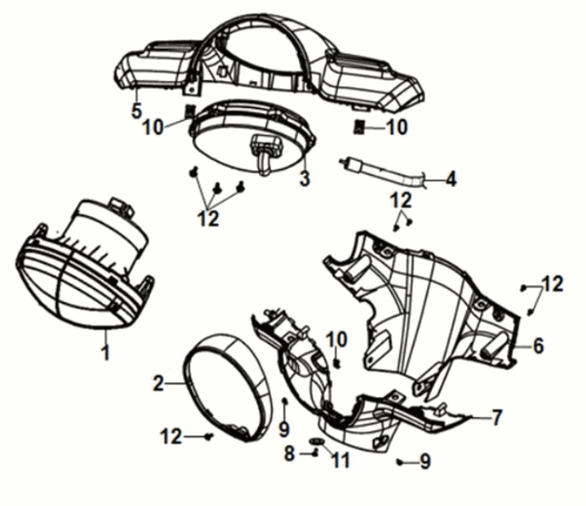 Pokrywa uchwytu reflektora Sym Fiddle IV 50 E5 Czarna (BK-007U)