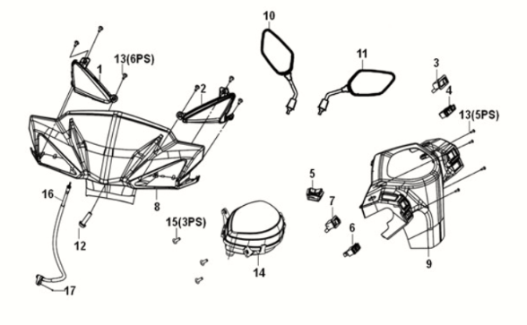 Pokrywa uchwytu Sym E-XPRO 45KM/H 2020-2021 Biała (WH-8018P)