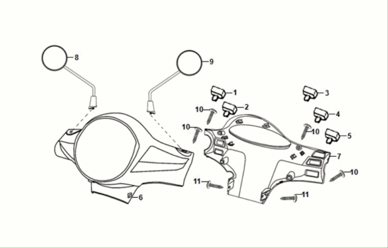 Pokrywy kierownicze - Przełączniki kierownicze - Lusterka Sym Fiddle ll Euro 5 Białe (WH-8018P)