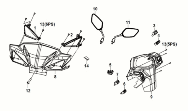 Rura uchwytowa - osłona uchwytu Sym Orbit III 50 E5 Flash Black/Matt Black (BK-5560S/BK-007U)