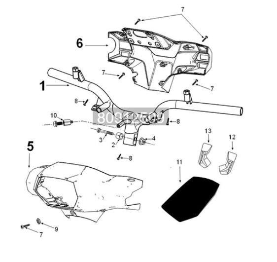 Handlebar Peugeot Tweet 125i E5 FL 2023-2025 ANTARTICA WHITE (K7)