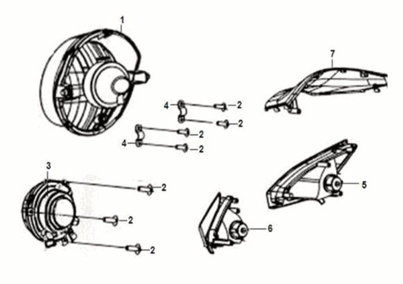 Head light Sym Crox 50 E5 BLACK/BLACK (BK-007U)