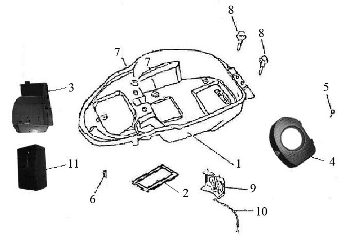 Kosz na kask Benzhou Retro niebieski biały