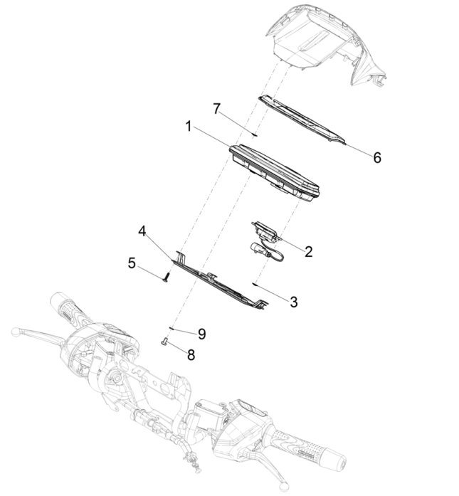 Grupa instrumentów - Cruscotto Piaggio Beverly 300 4T 4V HPE ABS E5 2021-2022 (EMEA)