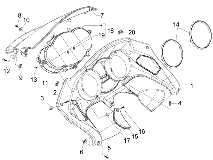 Grupa instrumentów - Cruscotto Piaggio MP3 300LT Sport 2009-2014