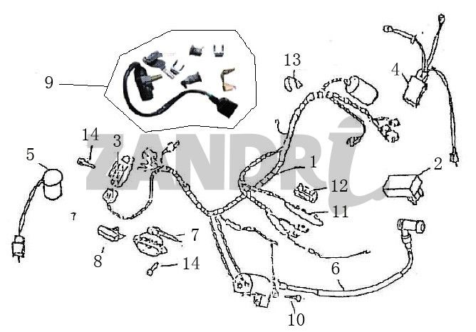 Wiązka przewodów zapłonu BTC Grande Retro GT1 niebieski kremowy metaliczny