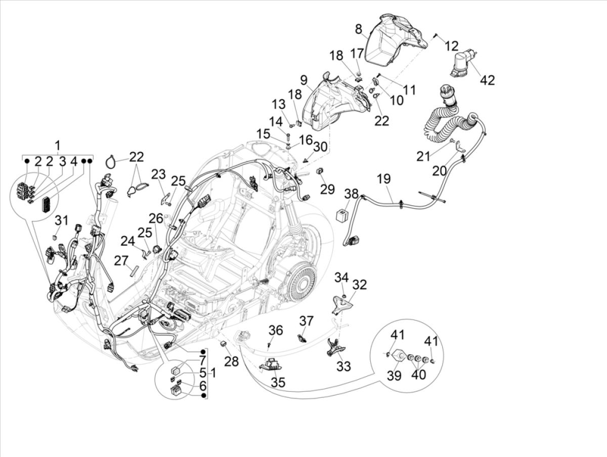 Wiązka przewodów Vespa Elettrica 25/KMH SCH E5 2021 (EMEA)