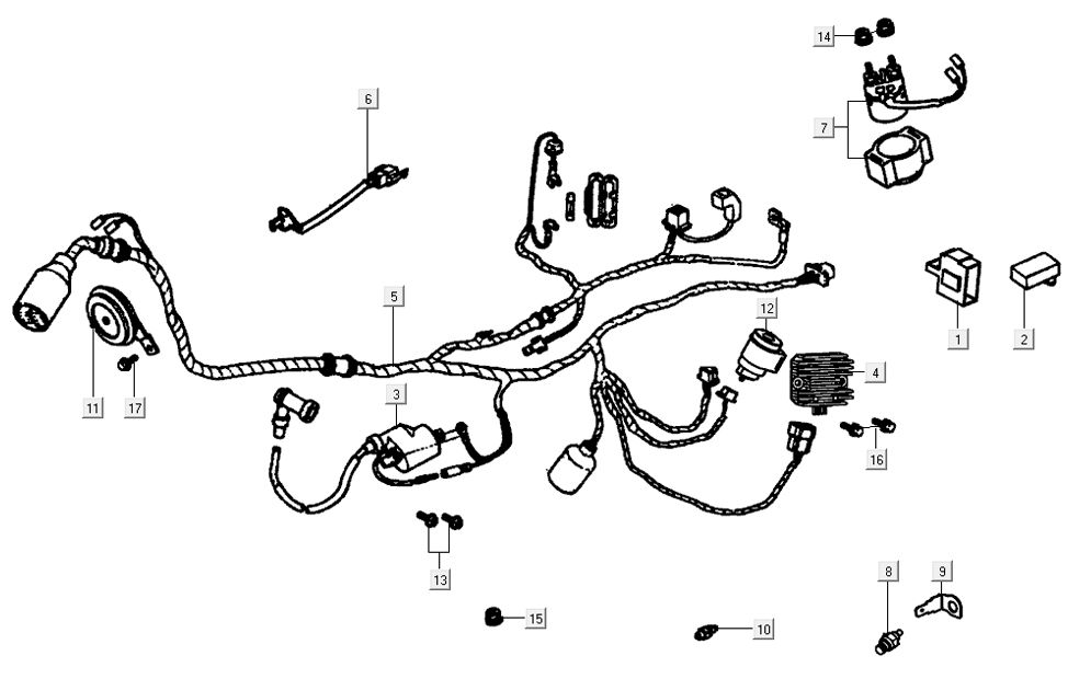 Wiązka przewodów Kymco K-Pipe 4-suwowa Biała