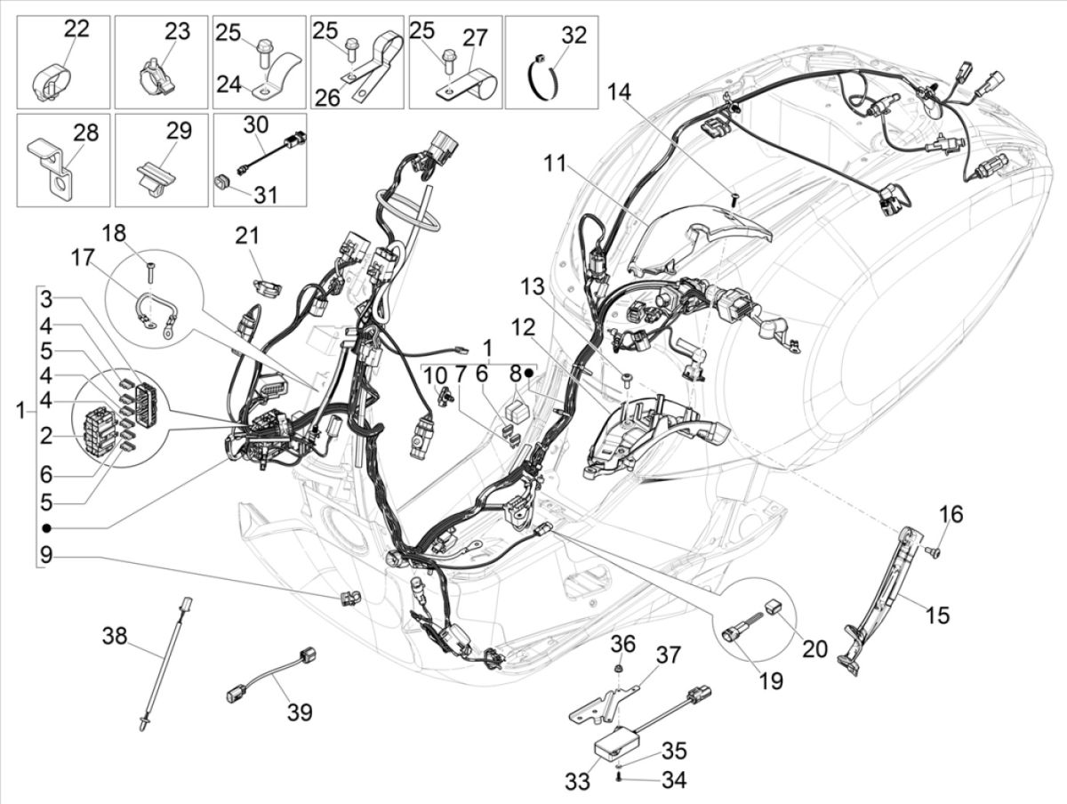 Wiązka przewodów Vespa Sprint 125 4T 3V IE ABS E5 2021 (EMEA)
