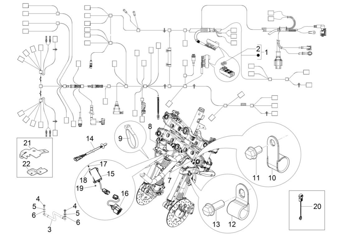 Główna grupa kabli Piaggio MP3 300 HPE/300 HPE SPORT E5 ABS 2020-2022 (EMEA)