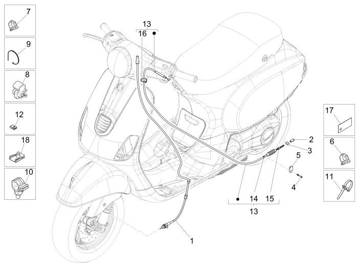Przewody Vespa Lx 45km 4-suwowy 4-zawór