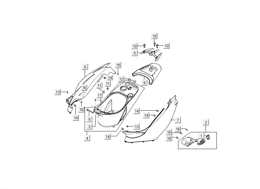 kapdels-tył Kymco Super9 ac o.m 2-suwowy matowy czarny żółty