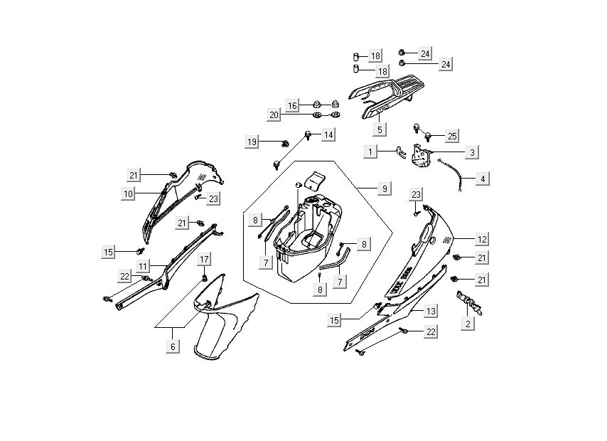 Za Kymco DJ 2-suwowy Srebrny