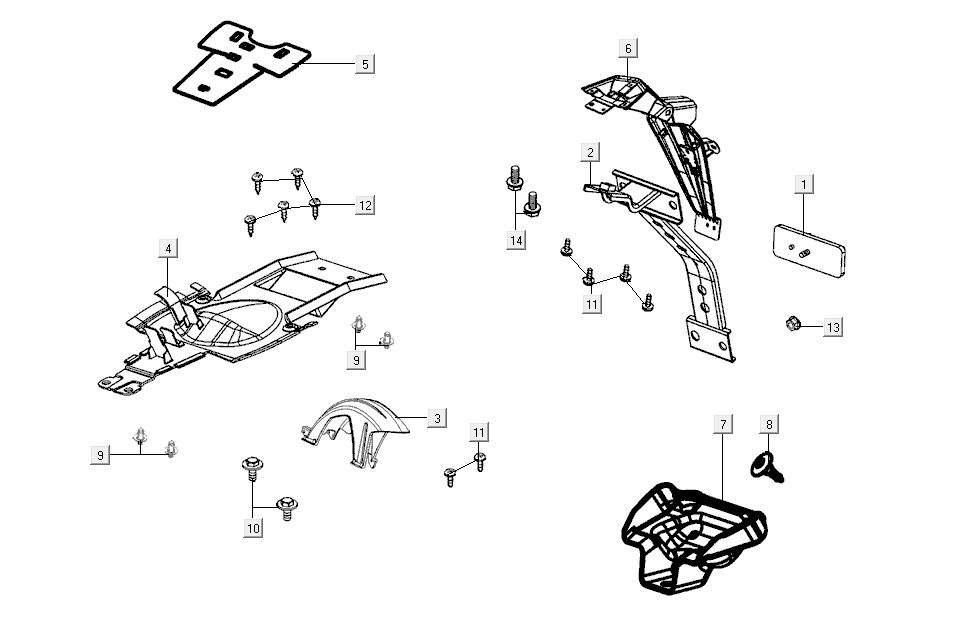 Tylny Kapdelen Kymco K-Pipe 4-Stroke Połysk Czarny