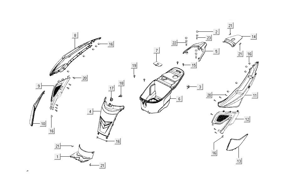 tylny kapdelen Kymco Super8 4-suwowy z 2009 czarny