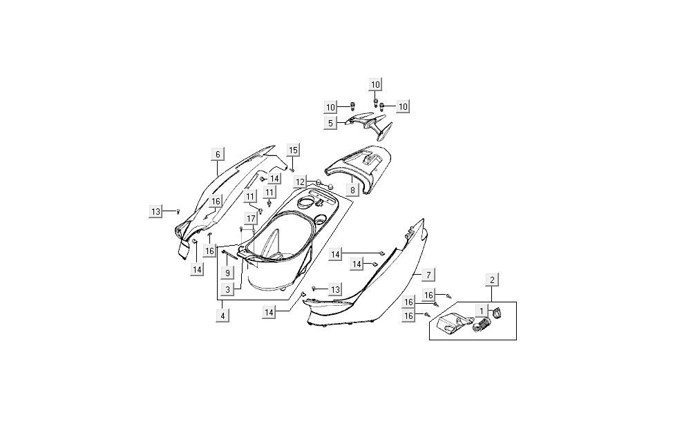 Okapy Tylne Kymco Super9 AC 2-suwowy Nm Srebrny - Czarny