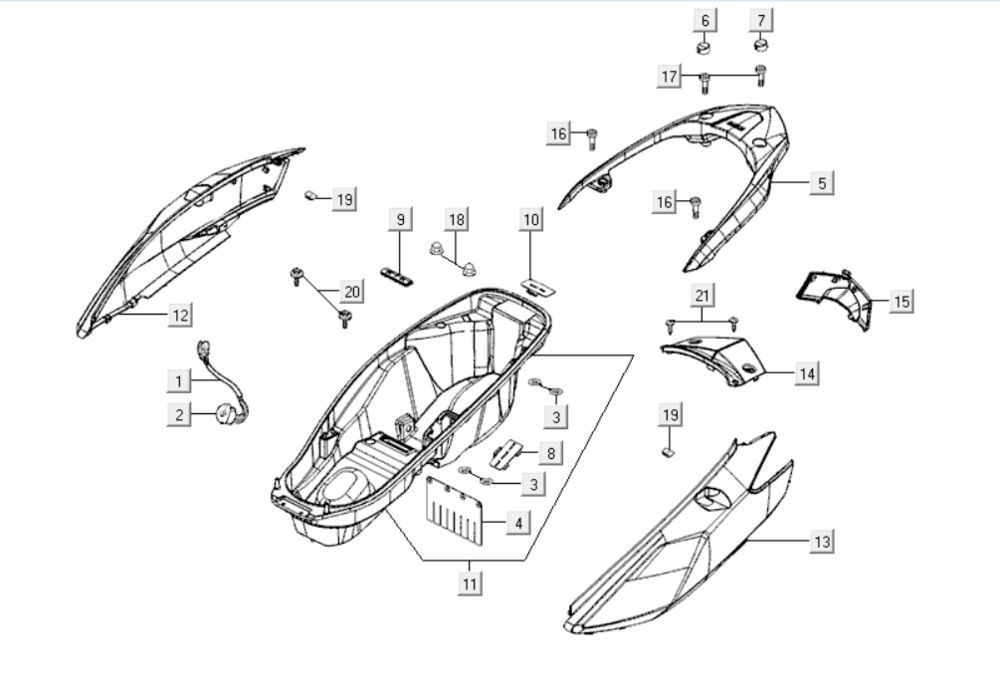 Tylny kaptur Kymco Downtown 300i ciemnoszary