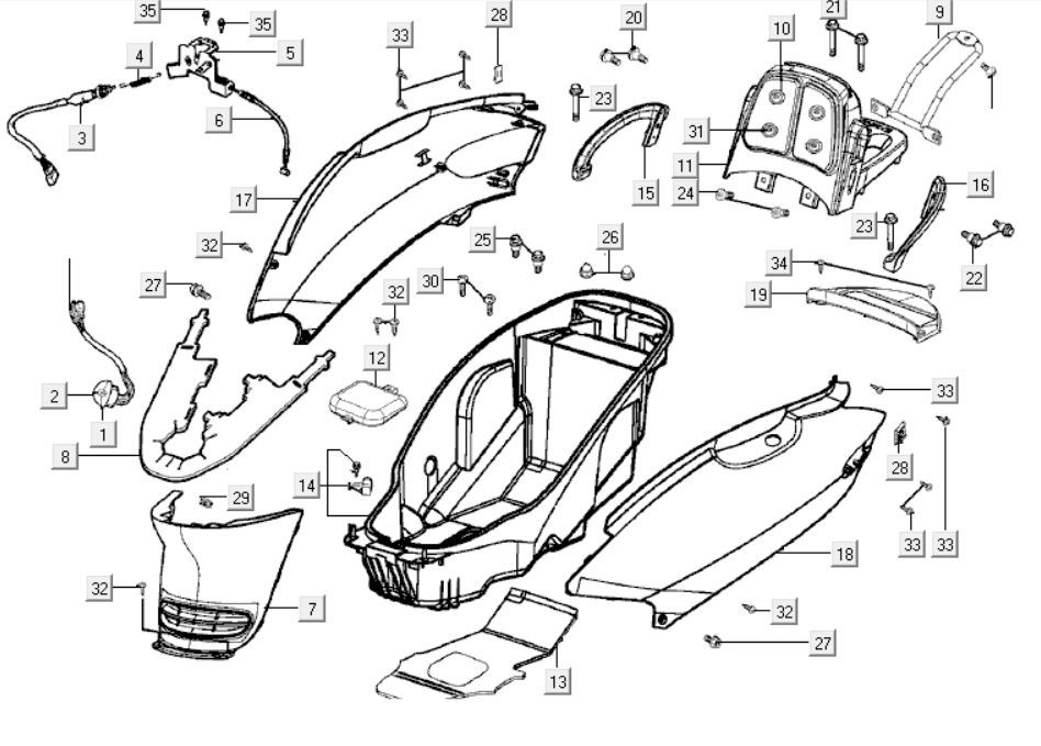 Części pokrywy tylnej Kymco Grand Dink 250cc