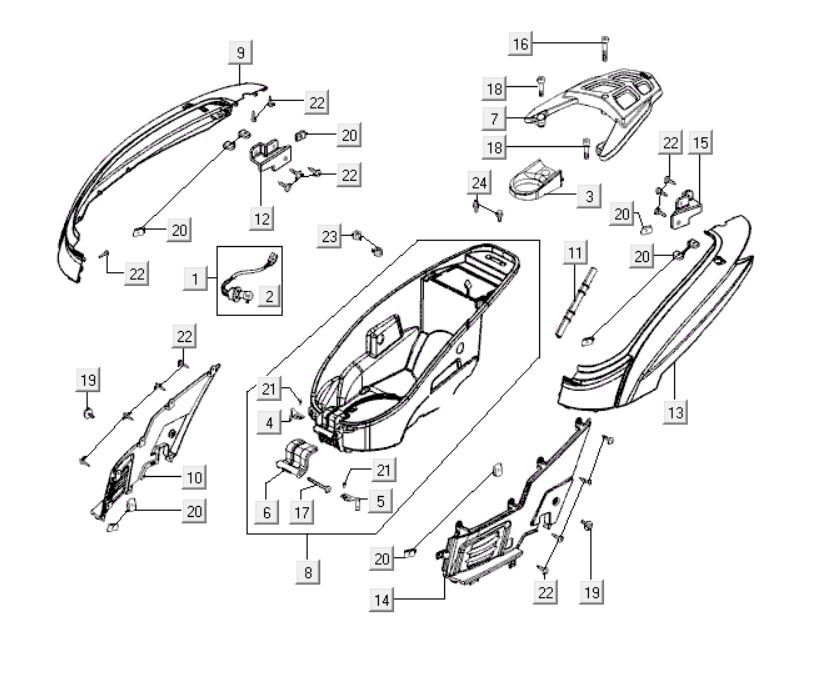 Tylna pokrywa części Kymco People S 300i